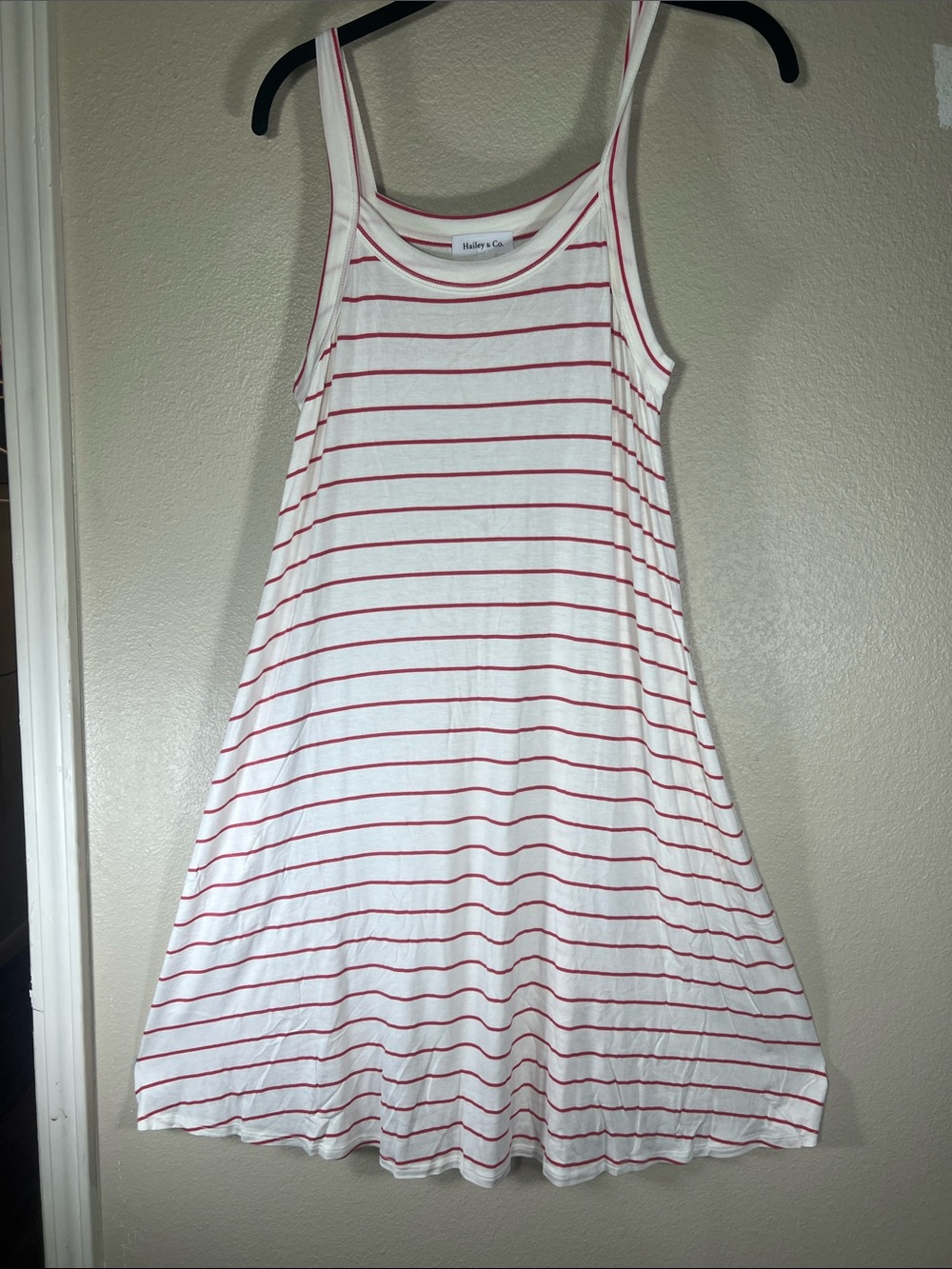 Hailey & Co Womens Red White Striped Sleeveless Swing Mini Dress MD3756 Size M